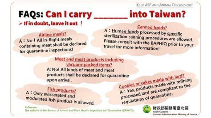 Can I bring canned goods to Taiwan