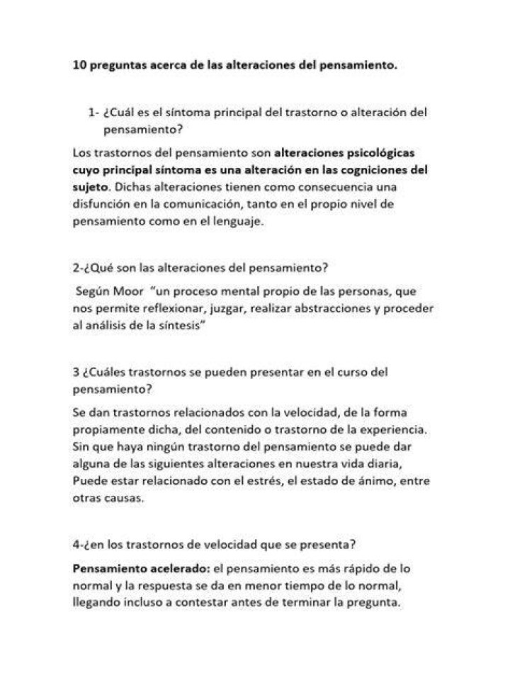 ¿Cuáles son las alteraciones del pensamiento
