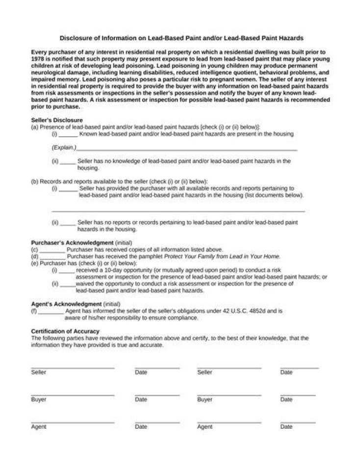 Does FHA require Lead Based Paint Disclosure