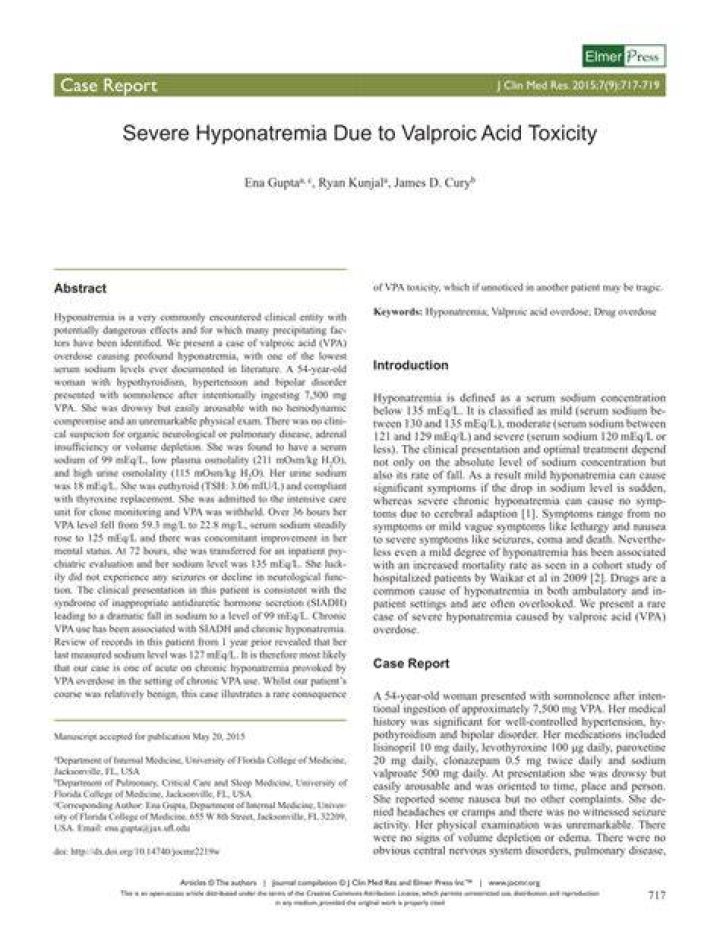 Does valproic acid cause hyponatremia