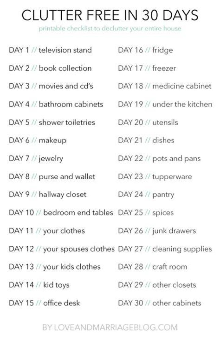 How can I declutter my house in 30 days