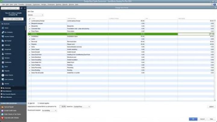 How do I change a service item in QuickBooks