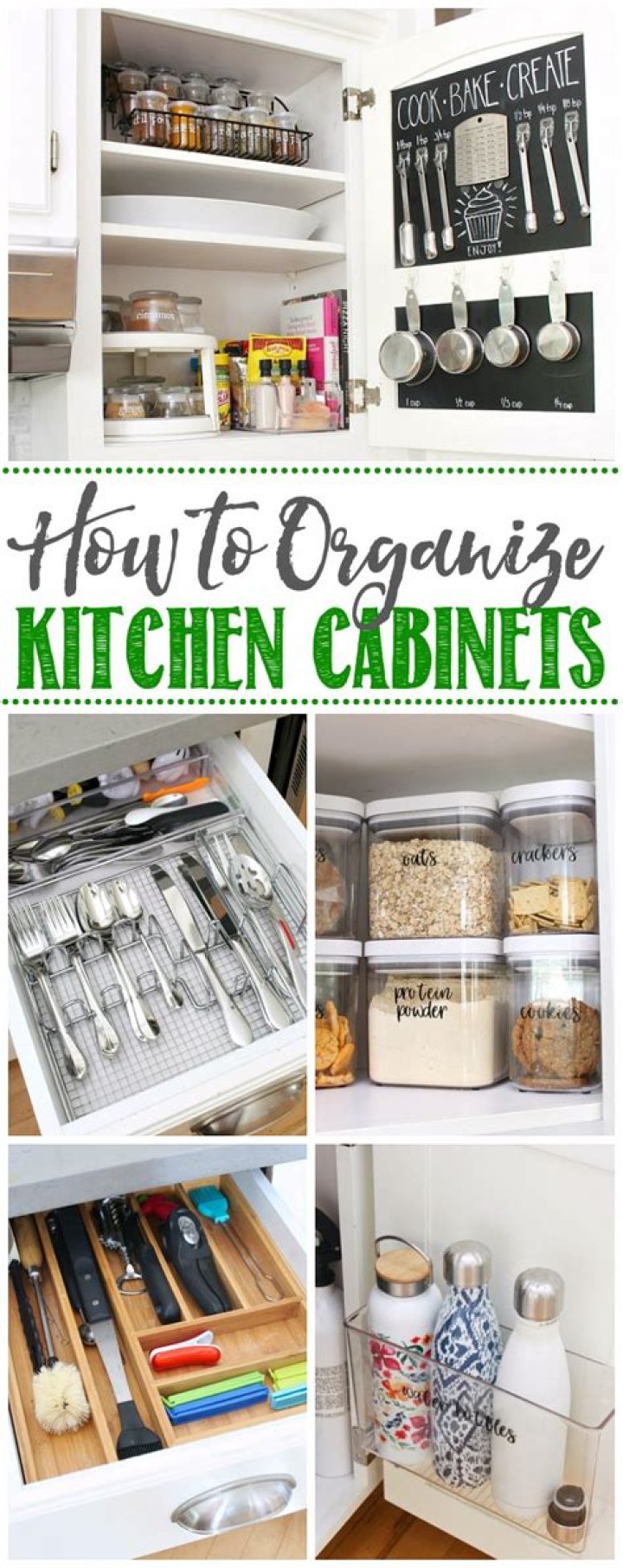 How do I organize the inside of my kitchen cabinets