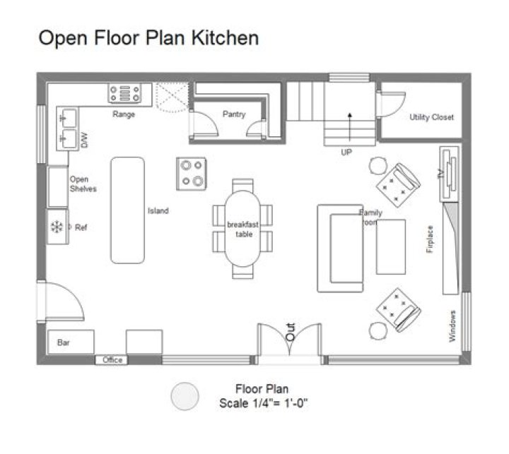 How do you layout an open floor plan