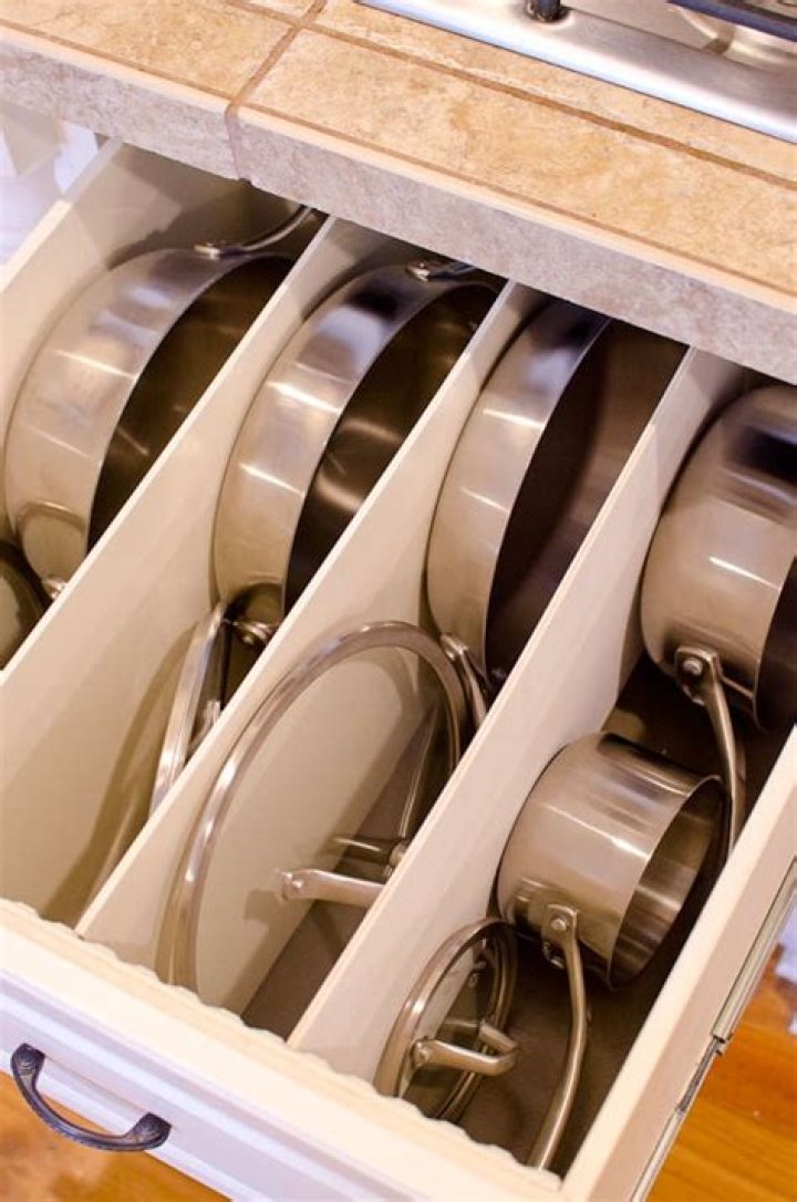 How do you organize pots in drawers