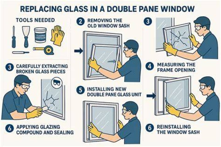 How do you replace the glass in a double pane window