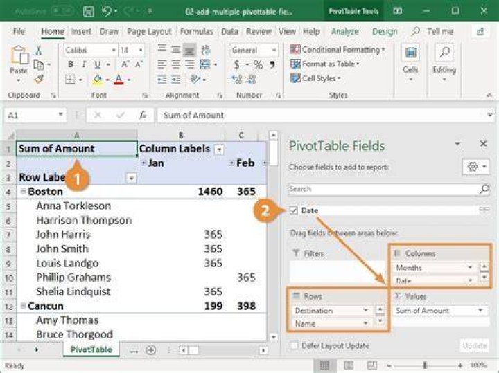 How do you type in a pivot table