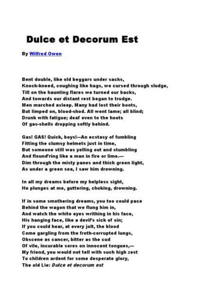 How is imagery used in Dulce et decorum est