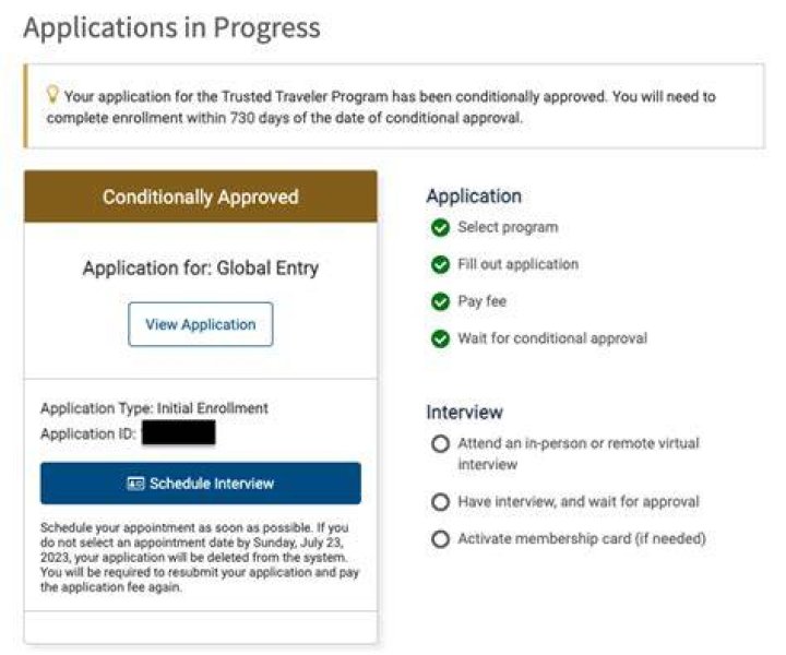 How long does Global Entry conditional approval take