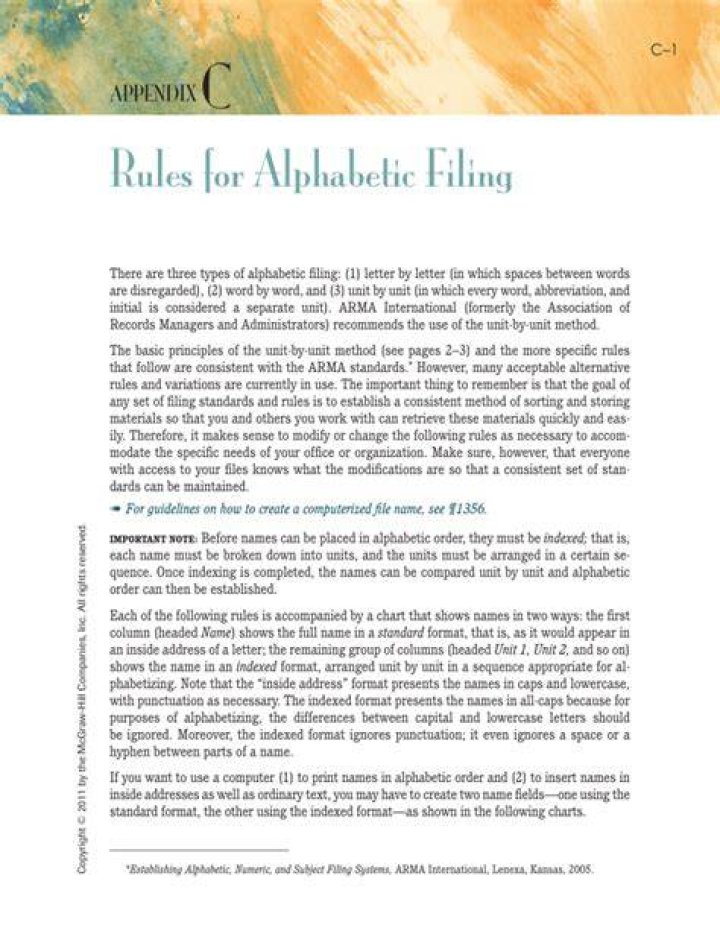 How many rules are there for alphabetic filing