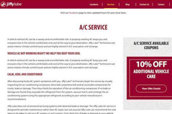 How much is an AC recharge at Jiffy Lube