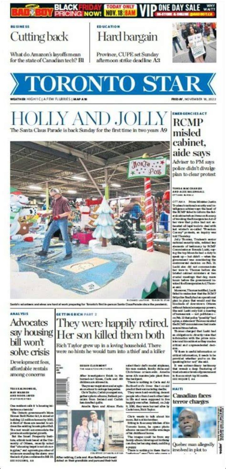 How much is the Toronto Star on Saturday