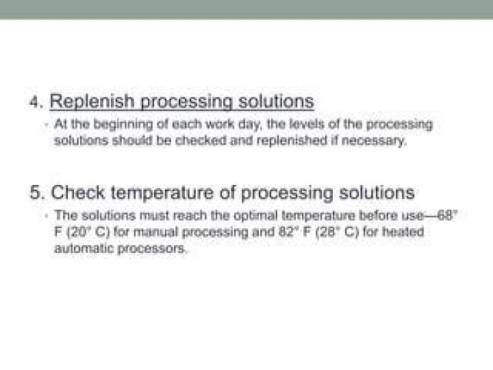 How often must processing solutions be replenished
