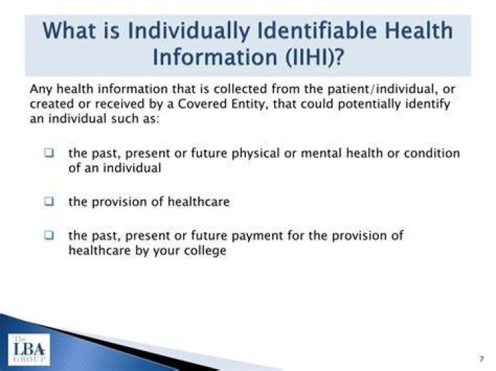 What are examples of individually identifiable health information
