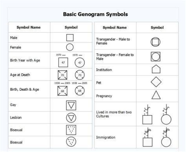 What are the genogram symbols