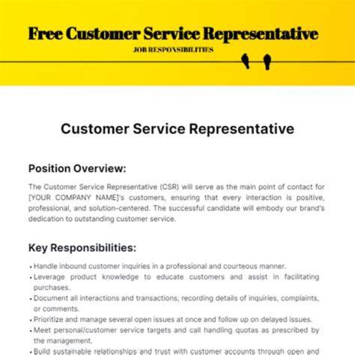 What are the responsibilities of customer service representative