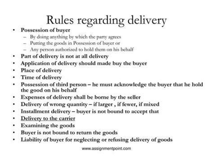 What are the rules regarding delivery of goods