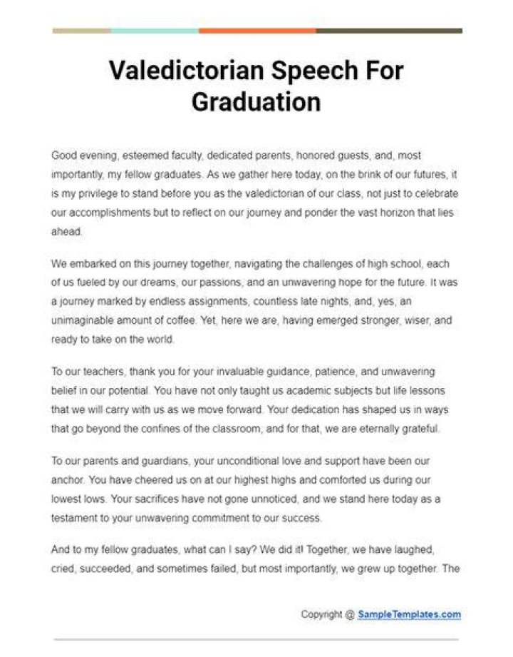 What do you say in a valedictorian speech