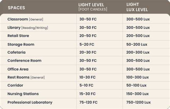 What does lux level mean