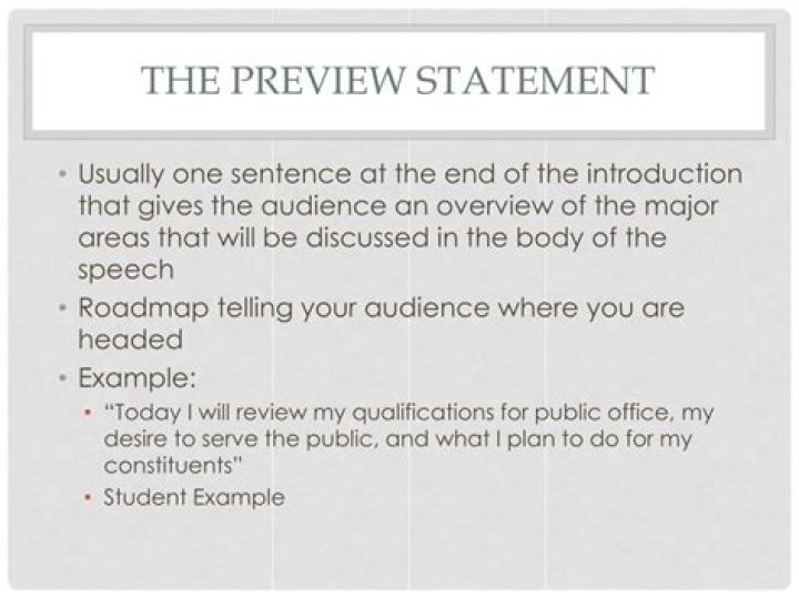 What does preview mean in a speech