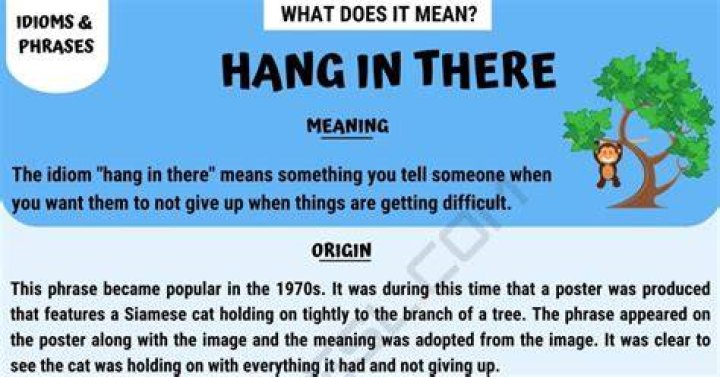 What does the phrase hang in there mean