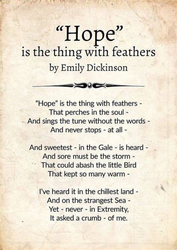 What does the poem Hope is the thing with feathers mean