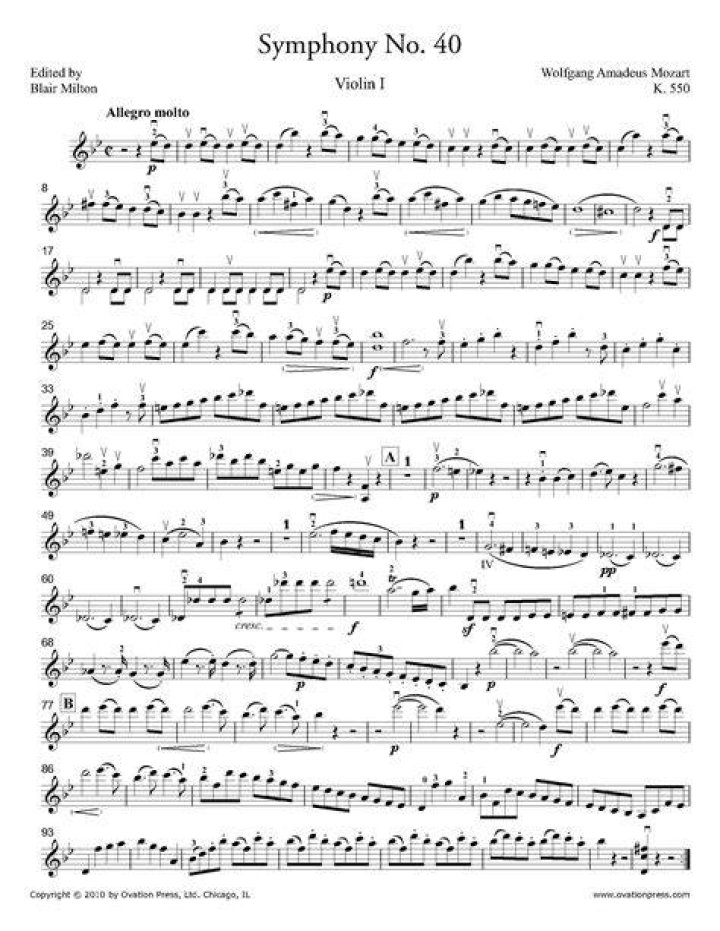 What form is Mozarts Symphony No 40 in