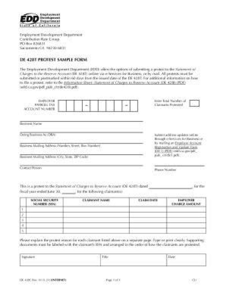 What is a statement of charges to reserve account EDD