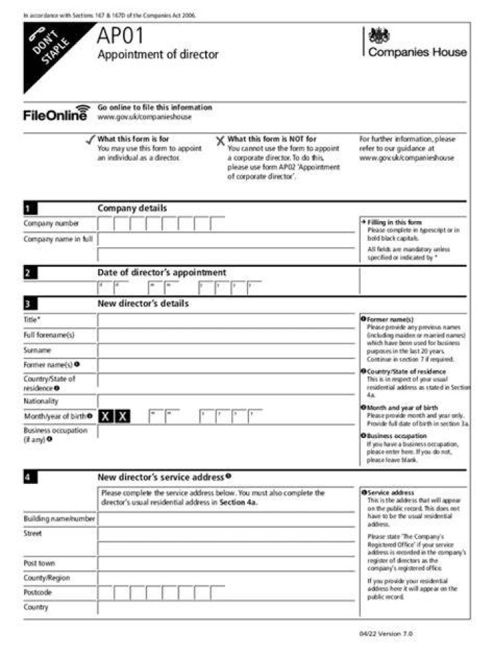 What is an ap01 form