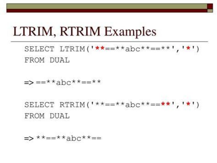 What is difference between Ltrim and Rtrim in SQL
