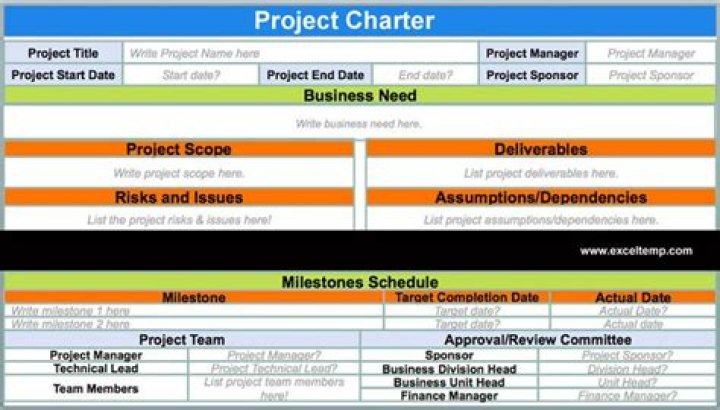 What is included in a project charter PMP