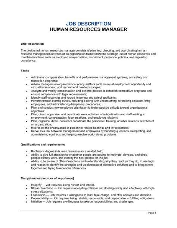 What is job specification in human resource management