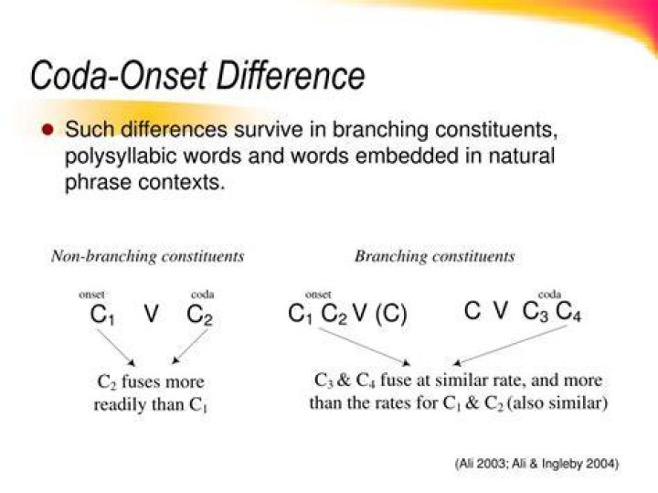 What is the difference between onset and coda