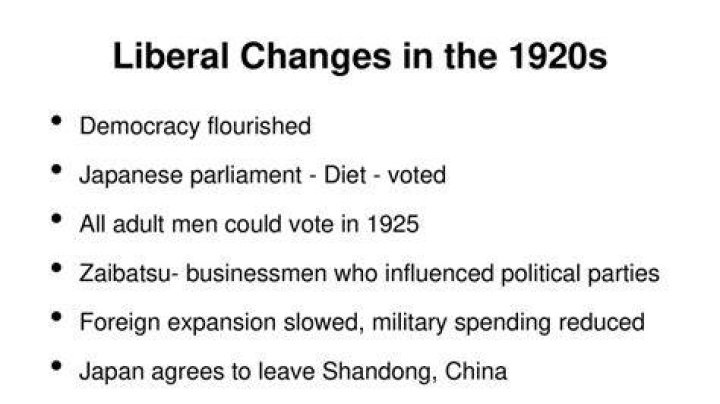 What liberal changes occurred in Japan in the 1920s