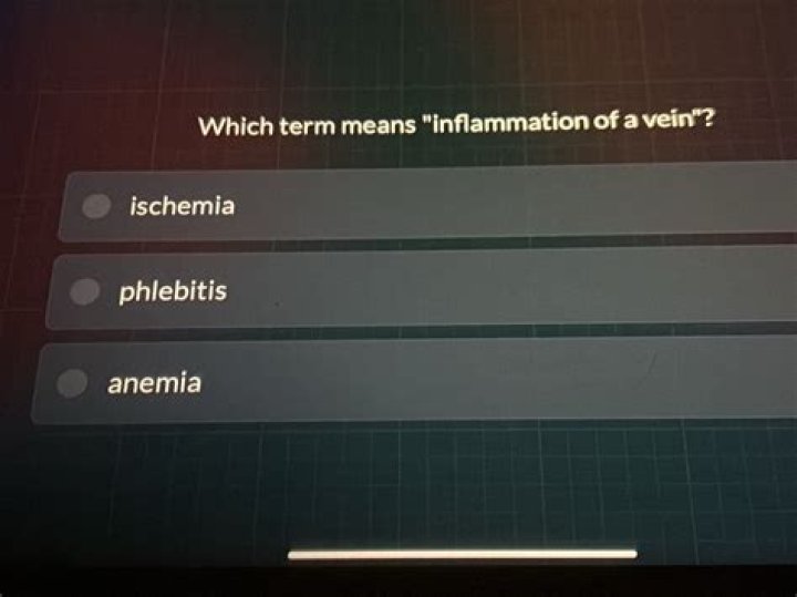 Which term means inflammation of a vein