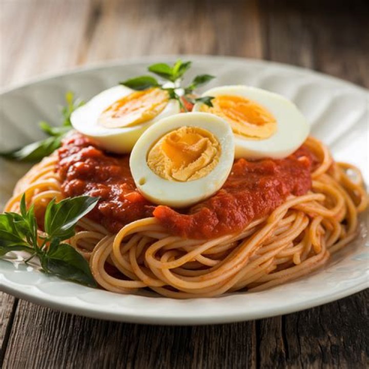 Why do people put boiled eggs in spaghetti