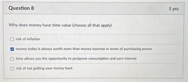 Why does money have a time value quizlet